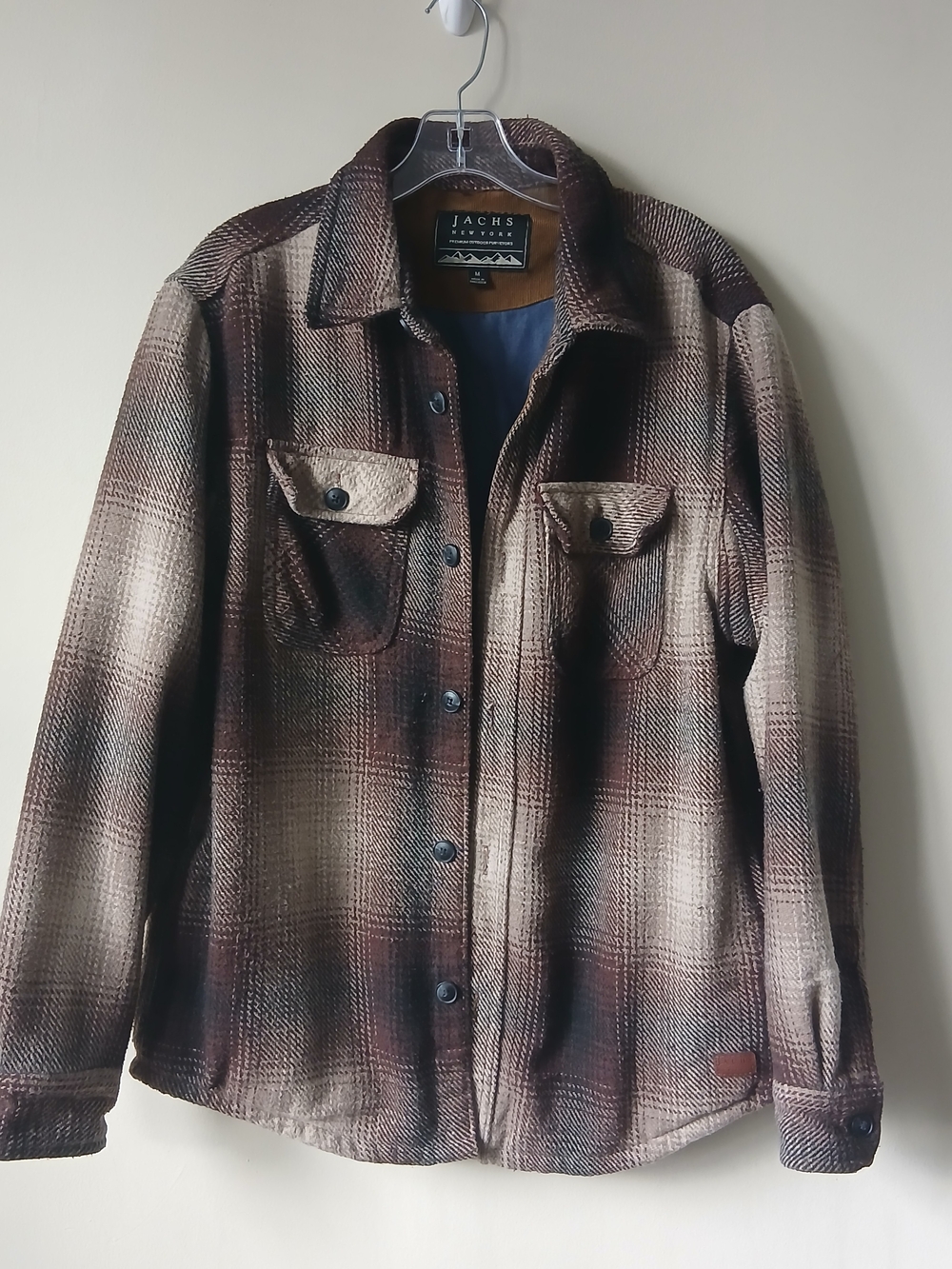 Jachs New York Premium Flannel Plaid Wool Blend Heavyweight Shirt Jacket
